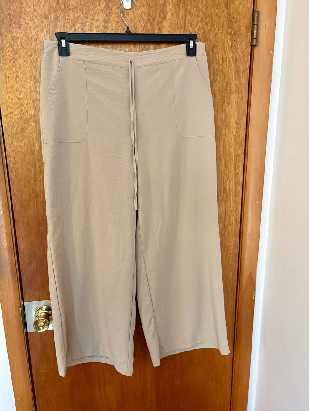 Women’s Plus Wide-Leg Drawstring Pants in Beige